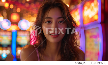 カジノで豪遊する欧米人女性03 119819979