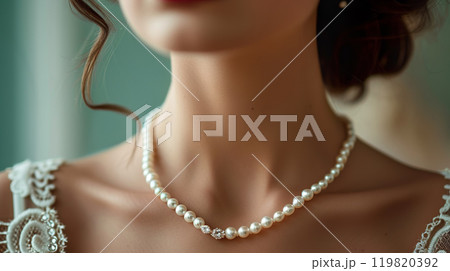 美しいパールのネックレス01 119820392