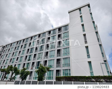Detailed view of windows, doors and balconies of city buildings Detailed view of windows, doors and balconies of city buildings 119820483