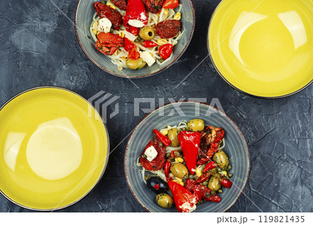 Salad of preserved soy sprouts and pickled vegetables. Salad of preserved soy sprouts and pickled vegetables. 119821435