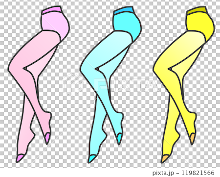 A collection of sample colors and types of stockings worn by women 119821566