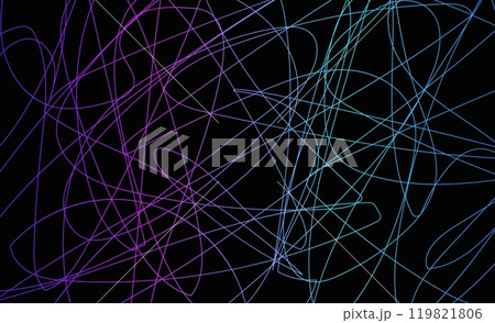A collection of colorful doodle lines arranged in an abstract design on a solid black background, showcasing a creative concept. Vector illustration A collection of colorful doodle lines arranged in an abstract design on a solid black background, showcasing a creative concept. Vector illustration 119821806