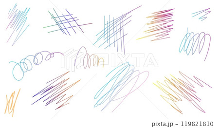 Various colorful doodles and scribbles displayed on a clean white background, showcasing creative designs and artistic expression. Vector illustration Various colorful doodles and scribbles displayed on a clean white background, showcasing creative designs and artistic expression. Vector illustration 119821810
