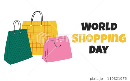World Shopping Day. Vector illustration in flat style. Banner poster for World Shopping Day. 119821976