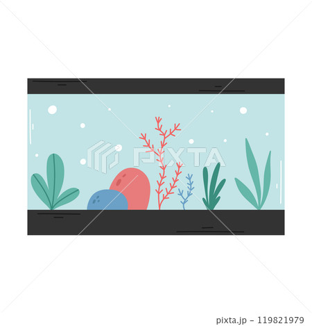 Vector illustration of a rectangular aquarium. 119821979
