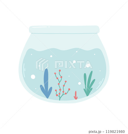 Vector illustration of a round aquarium. 119821980
