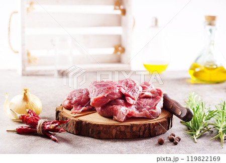 raw beaf on a light table. raw beaf on a light table. 119822169