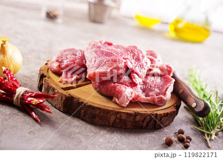 raw beaf on a light table. raw beaf on a light table. 119822171