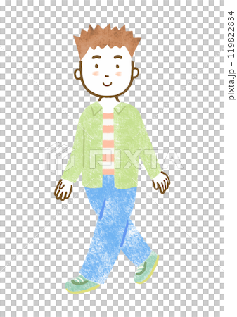 20多歲到30多歲的男人走路的全身手繪插畫 119822834