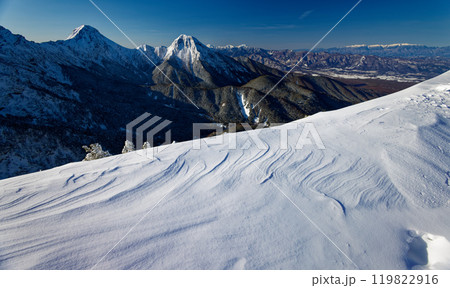 厳冬の八ヶ岳連峰・赤岩ノ頭から見る赤岳・阿弥陀岳と南アルプス・中央アルプス 厳冬の八ヶ岳連峰・赤岩ノ頭から見る赤岳・阿弥陀岳と南アルプス・中央アルプス 119822916
