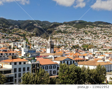 Funchal cityscape on Madeira island, historic church in Funchal  119822952