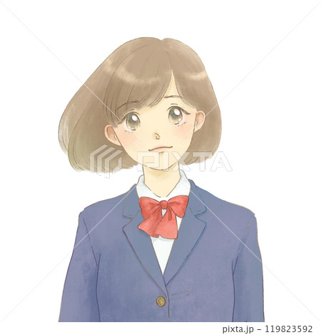 制服を着た笑顔の女の子のイラスト　ブレザー 119823592