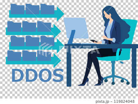 DOS攻撃を受ける女性実業家のイラスト 119824048