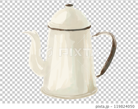 水彩畫白色咖啡壺的簡單插圖 119824050