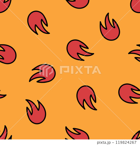 Hand Drawn Cute Cartoon Seamless Pattern with Fire. 119824267