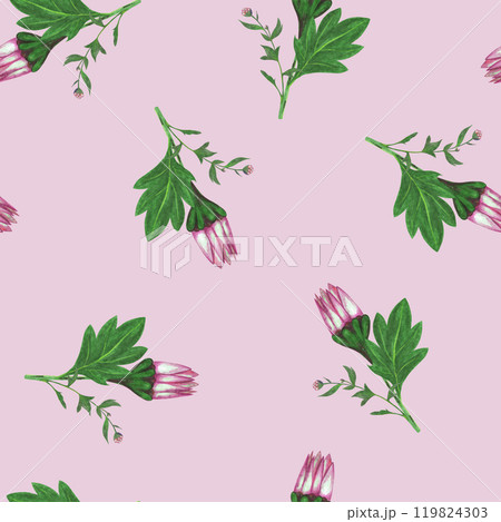 Chrysanthemum Flower Seamless Pattern. Floral Digital Paper. Chrysanthemum Flower Seamless Pattern. Floral Digital Paper. 119824303