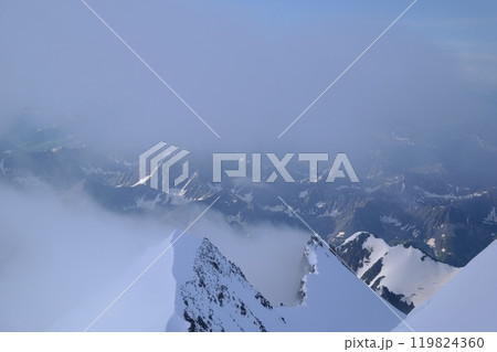 Tranquil Lake With Lush Green Forest, Snow-Capped Mountain, Blue Sky And White Clouds Tranquil Lake With Lush Green Forest, Snow-Capped Mountain, Blue Sky And White Clouds 119824360