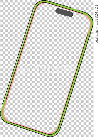 smartphone modern graphic mockup with screen isolated on transparent background, illustration colorful graphic design element for mockup about technology gadget and communication, no people. 119824521