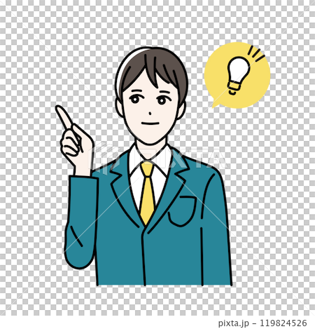 ひらめいた制服を着た学生のイラスト 119824526