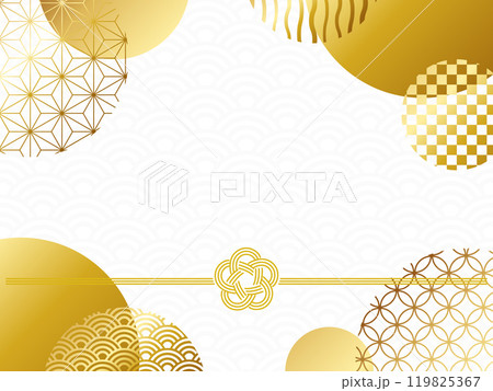 高級感のある和柄と梅結び　ホワイト＆ゴールド 119825367