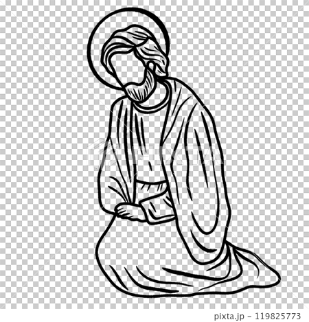 Joseph Nativity Scene Hand drawn Christmas Winter Christianity religion graphic vector illustration isolated on white background color editable Joseph Nativity Scene Hand drawn Christmas Winter Christianity religion graphic vector illustration isolated on white background color editable 119825773