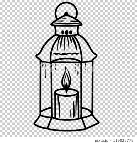 Lantern Hand drawn Christmas Winter christianity religion graphic vector illustration isolated on white background color editable  119825779