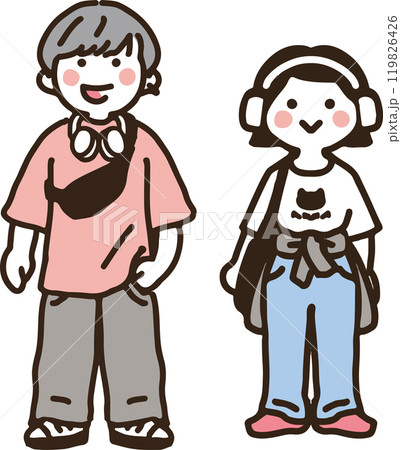 日本のカジュアルな私服の男子女子高校生 日本のカジュアルな私服の男子女子高校生 119826426