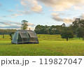 Tourist dome tent camping at forest camping site 119827047