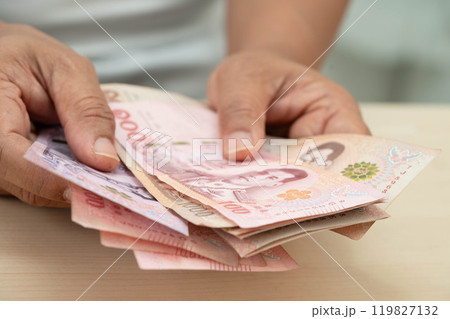 Thai baht banknote money, investment economy, accounting business and banking. 119827132