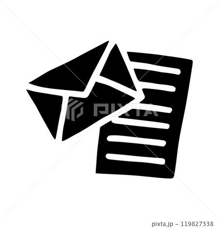 Doodle Open envelope with letter icon or logo, hand drawn with thin black line 119827338