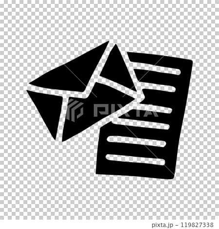 Doodle Open envelope with letter icon or logo, hand drawn with thin black line 119827338