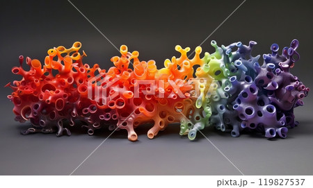 Colorful Abstract Sculpture Resembling Coral Forms Created With Innovative Materials and Techniques 119827537