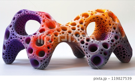 Colorful Abstract Sculpture Showcasing Intricate Patterns and Holes, Designed for Artistic Display 119827539