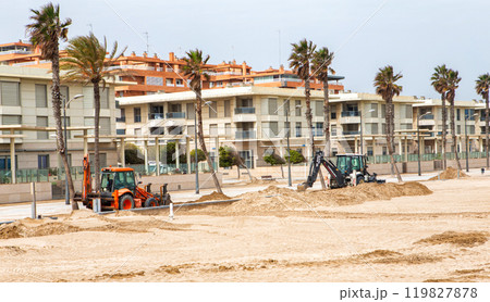 Construction Work Taking Place on a Beachfront Property in a Coastal Resort Area 119827878