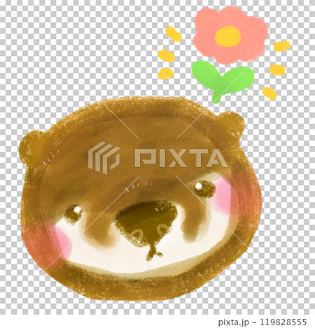 可愛的手繪水獺人物插畫花 119828555