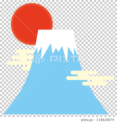 富士山と初日の出のシンプルなイラスト 富士山と初日の出のシンプルなイラスト 119828674