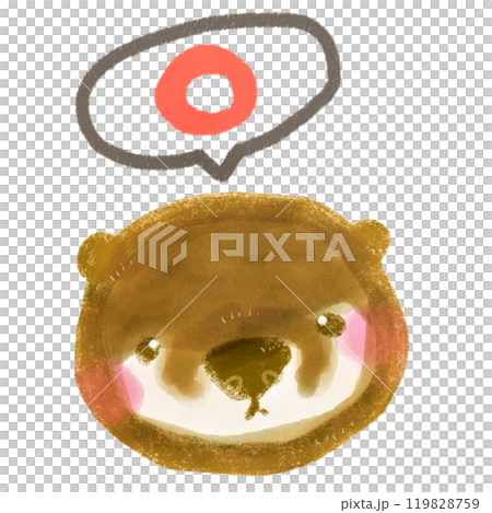 Cute hand drawn otter character illustration holding a correct answer mark above his head 119828759
