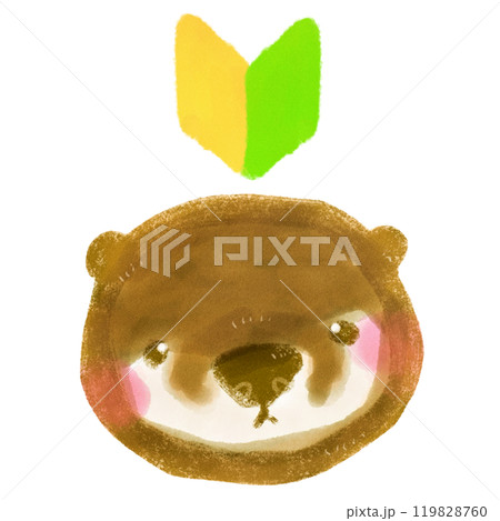 かわいい手描きのカワウソのキャラクターイラスト 初心者マーク かわいい手描きのカワウソのキャラクターイラスト 初心者マーク 119828760