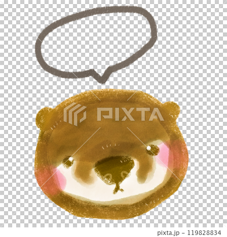 頭の上に吹き出しをつけてるかわいい手描きのカワウソのキャラクターイラスト 119828834