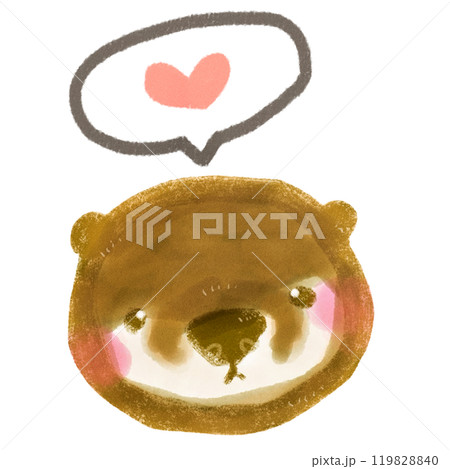 ハートマークをつけてるかわいい手描きのカワウソのキャラクターイラスト ハートマークをつけてるかわいい手描きのカワウソのキャラクターイラスト 119828840