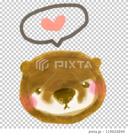 ハートマークをつけてるかわいい手描きのカワウソのキャラクターイラスト ハートマークをつけてるかわいい手描きのカワウソのキャラクターイラスト 119828840