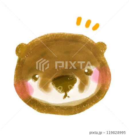 何かに気付くかわいい手描きのカワウソのキャラクターイラスト  119828995