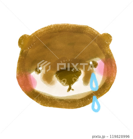 泣いているかわいい手描きのカワウソのキャラクターイラスト 119828996