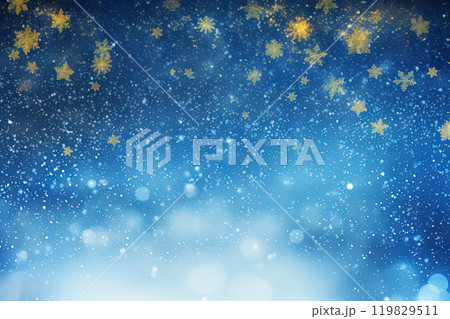 Christmas background with snowflakes and bokeh. Winter holidays celebration backdrop with snow on blurred background. Generated AI. 119829511
