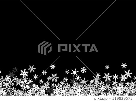 Christmas background with falling snowflakes. Winter holiday background or frame with pattern of layered snow. Christmas background with falling snowflakes. Winter holiday background or frame with pattern of layered snow. 119829573