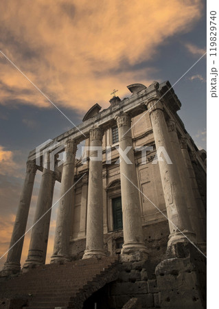 Roman Forum ancient building under moody sky 119829740