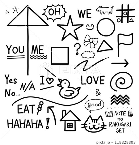 ノートの落書きセット_ペン_black ノートの落書きセット_ペン_black 119829805