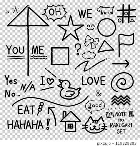 ノートの落書きセット_ペン_black ノートの落書きセット_ペン_black 119829805