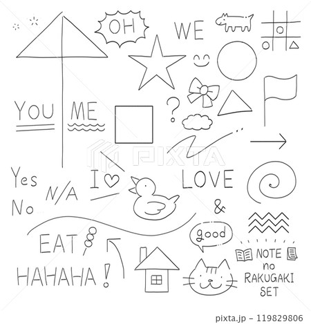 ノートの落書きセット_鉛筆_black ノートの落書きセット_鉛筆_black 119829806