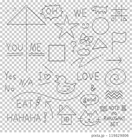 ノートの落書きセット_鉛筆_black ノートの落書きセット_鉛筆_black 119829806